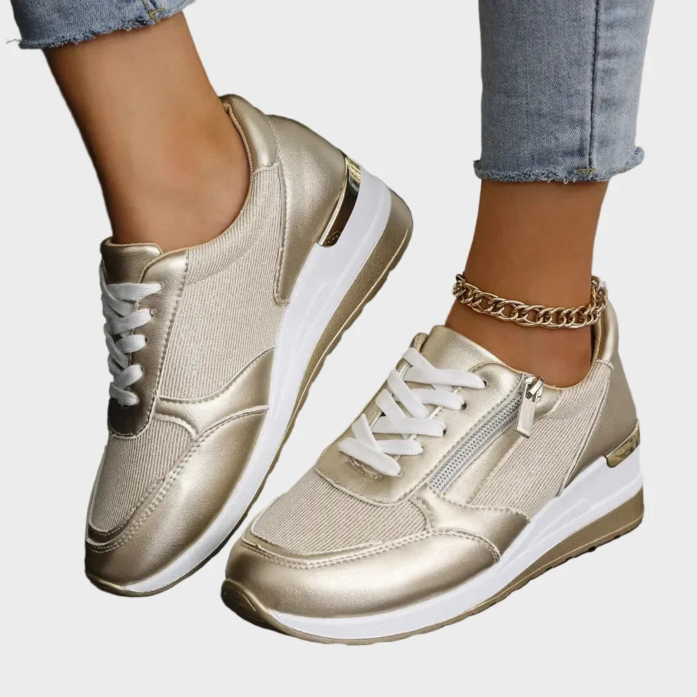 Calzado deportivo ortopédico con cordones con cremallera lateral para mujer