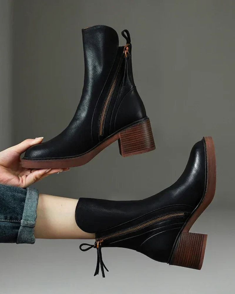 DELACROIX | Botines con Cremallera y Tacón Cómodo Isabelle