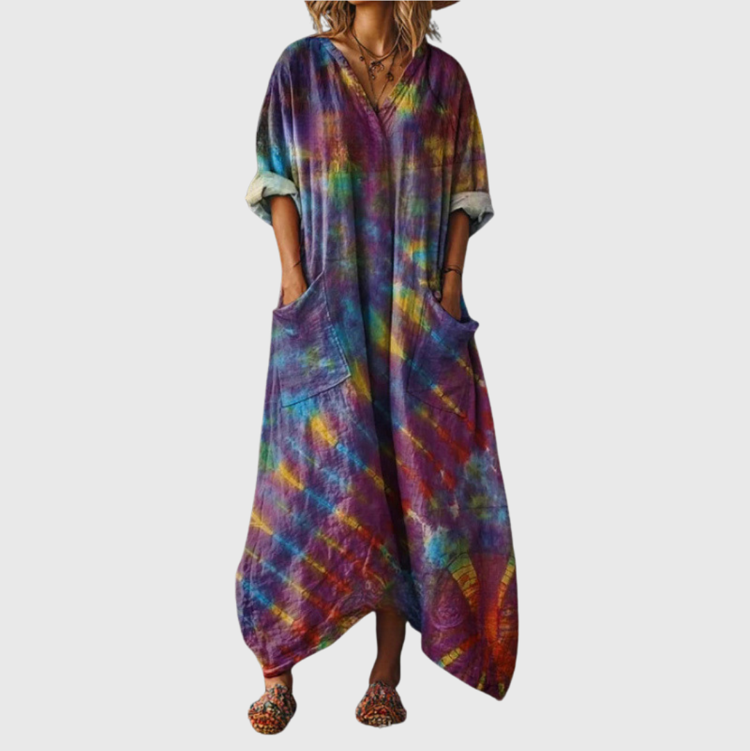 Dagny - Vestido largo con estampado de colores