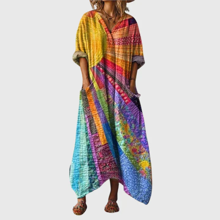 Vestido largo con estampado de colores
