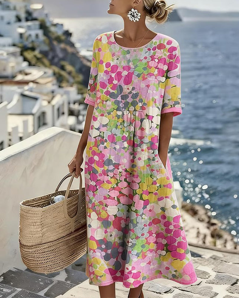 Elena - Vestido midi floral holgado y ligero