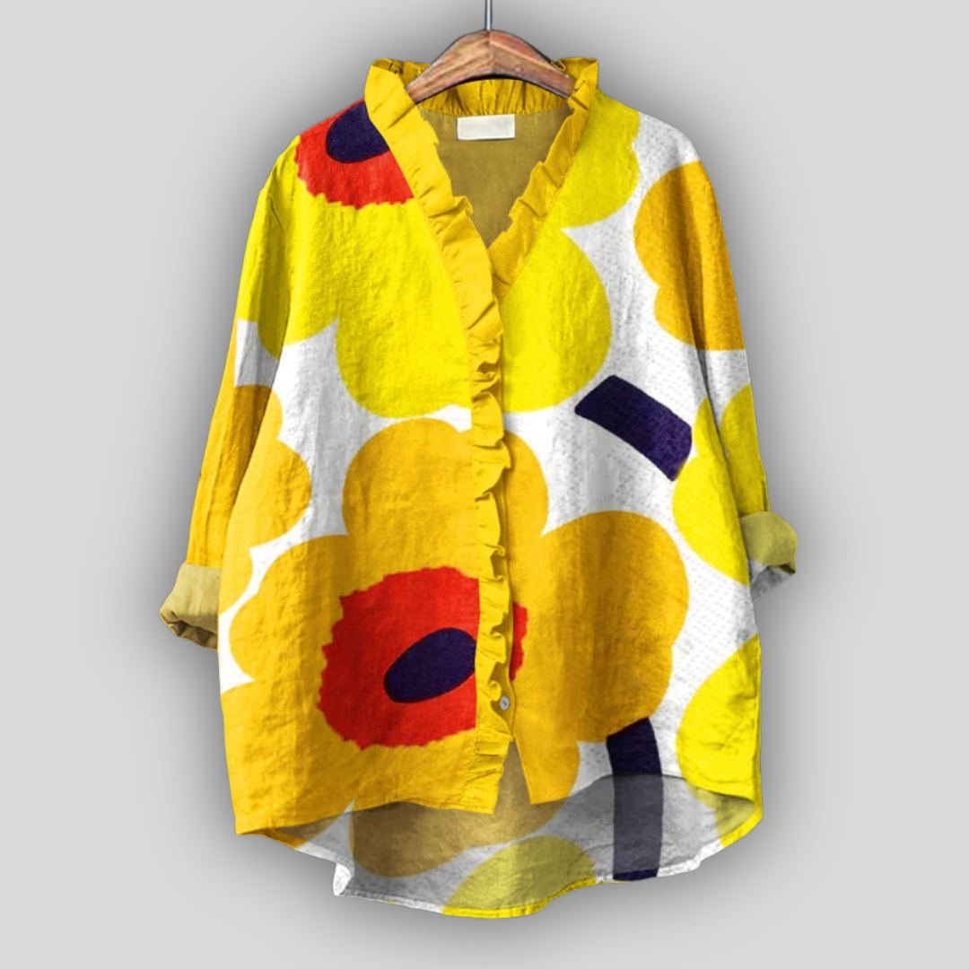 Veronika - Blusa de lino flores