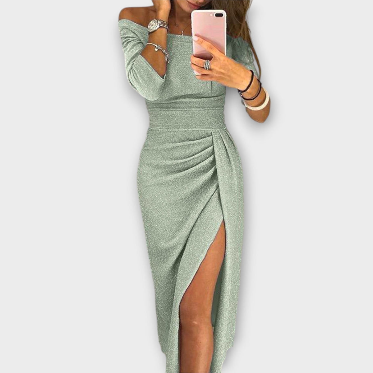 Lena - Vestido elegante con hombros descubiertos