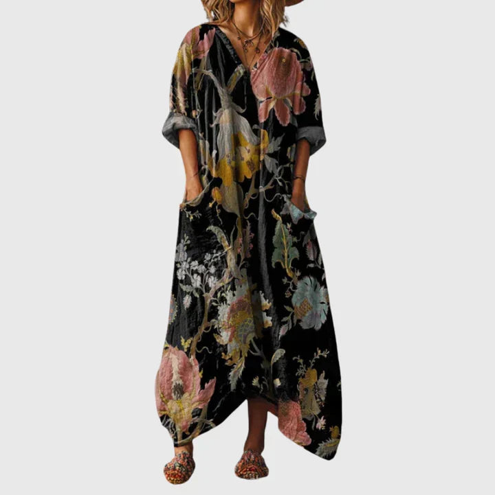 Vestido largo con estampado de colores