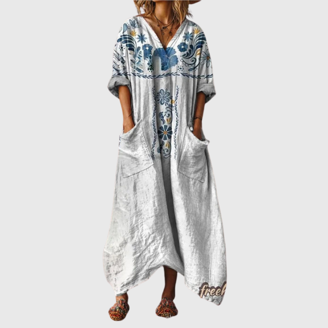 Ludwika - Maxivestido elástico con estampado de colores
