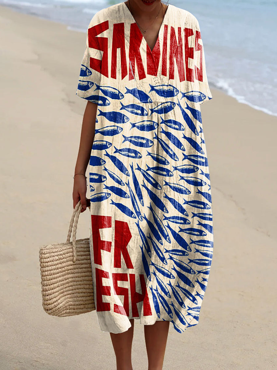 Ariana - Vestido con Diseño de Sardinas