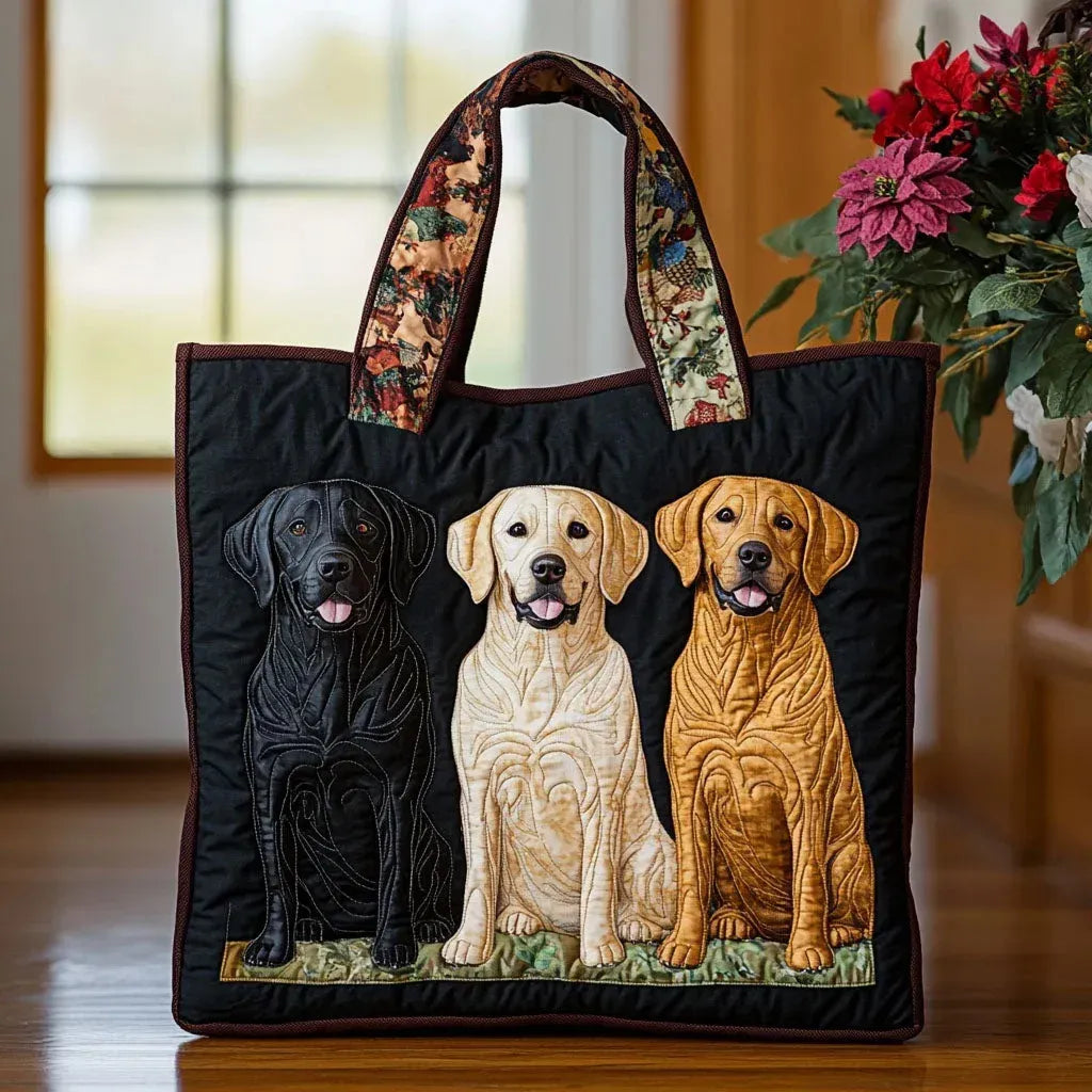 Bolso bandolera hecho a mano con motivo de tres labradores