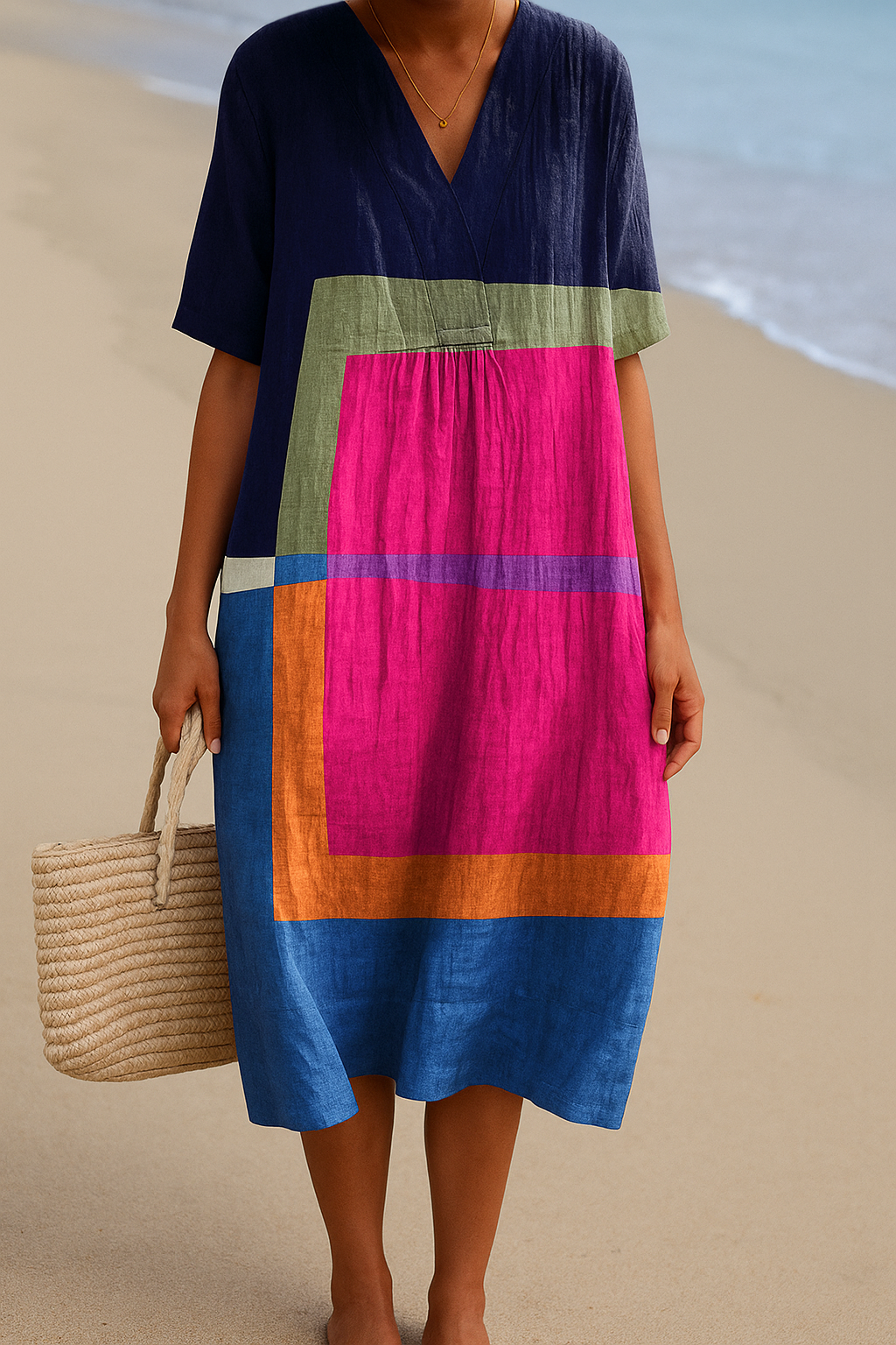 Isadora - Vestido de Coloridos Bloques Vibrantes
