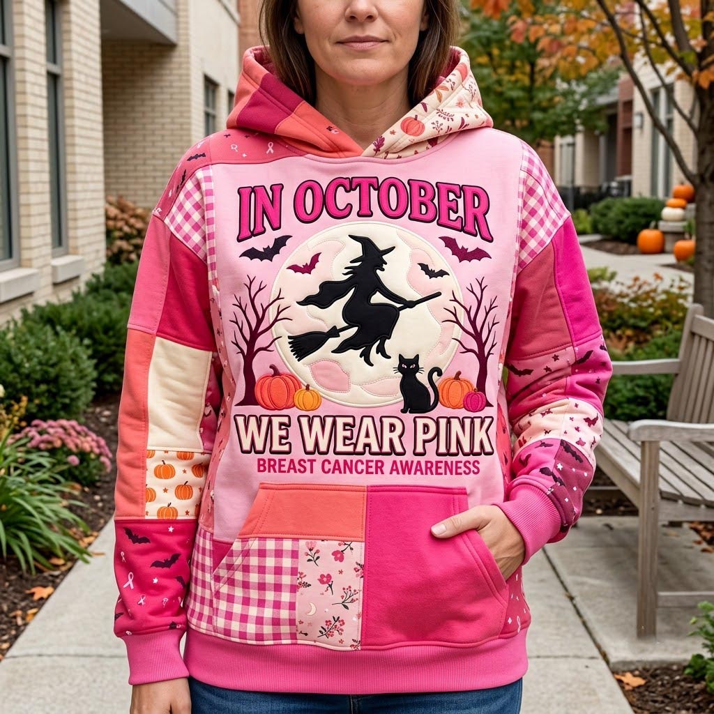 Różowa magia października - sudadera con capucha