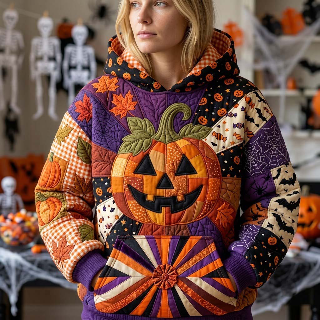 Patchwork con capucha para Halloween a medianoche