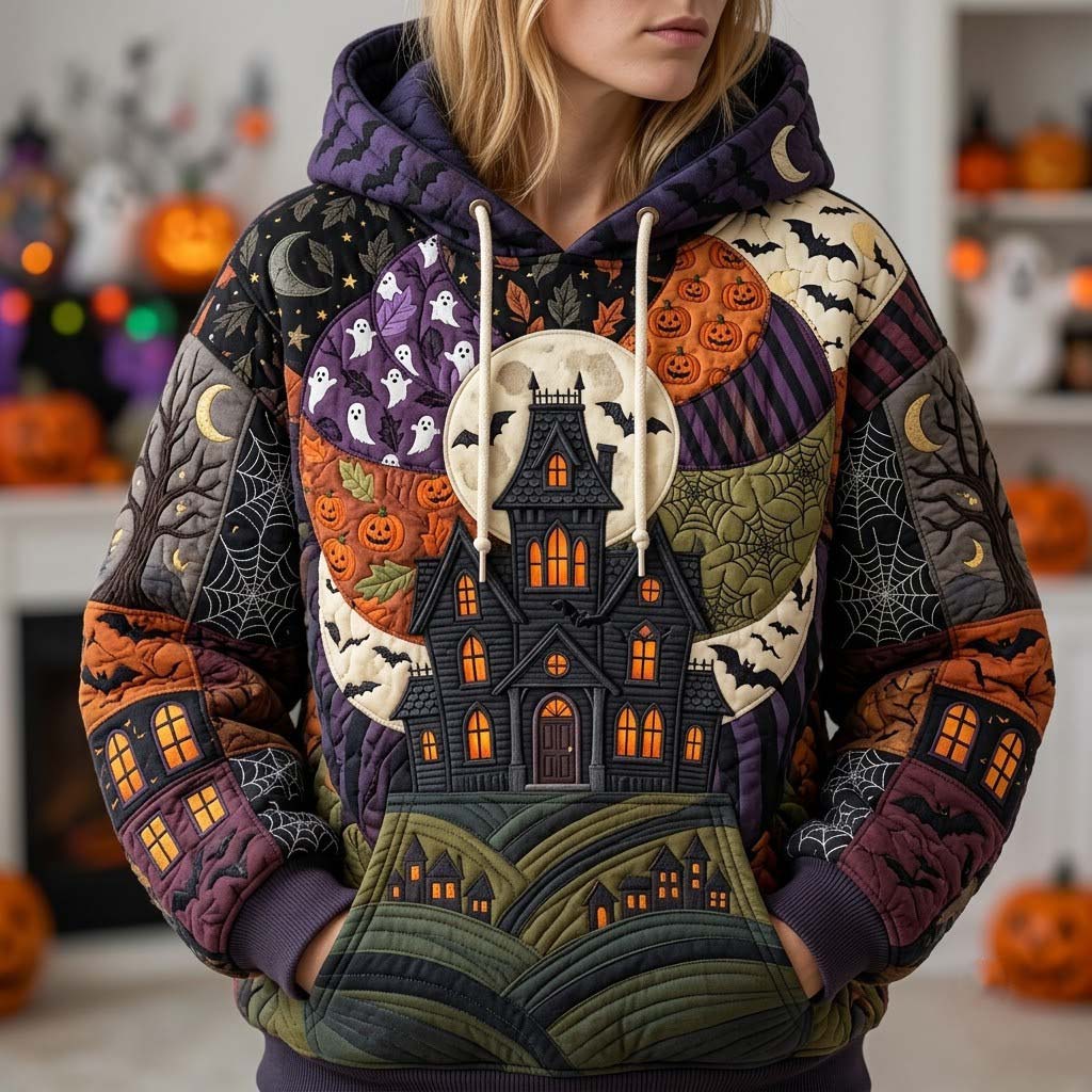 Patchwork con capucha para Halloween a medianoche