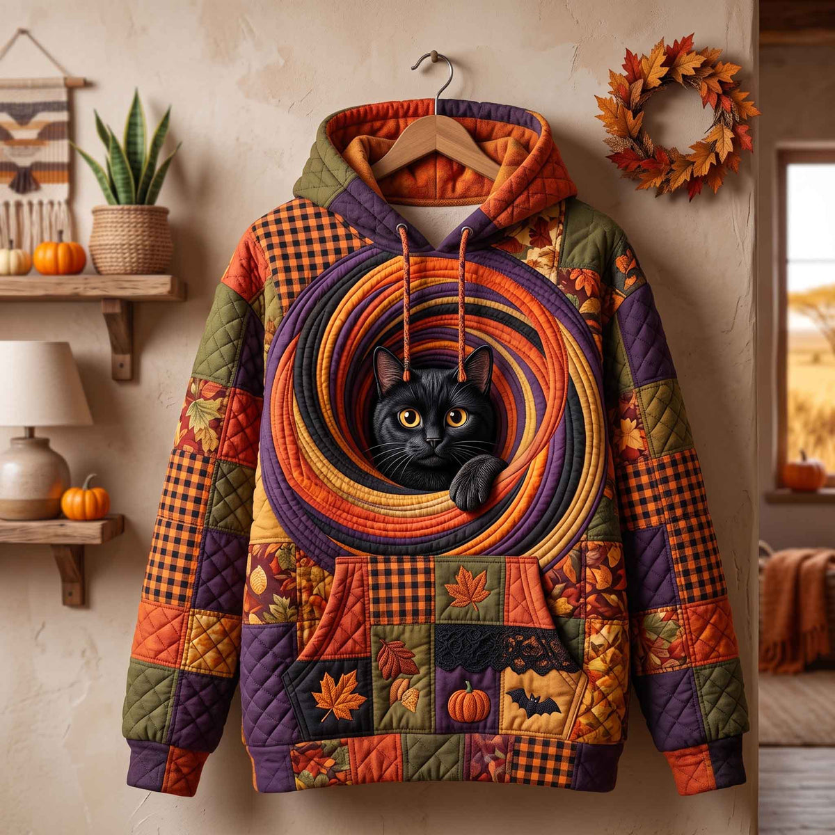 Sudadera con capucha de gato en el norte de otoño