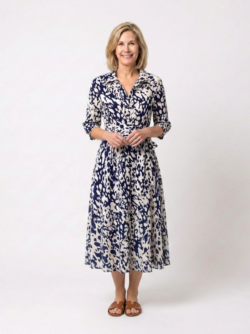 Claire | Vestido midi de manga larga y cinturón
