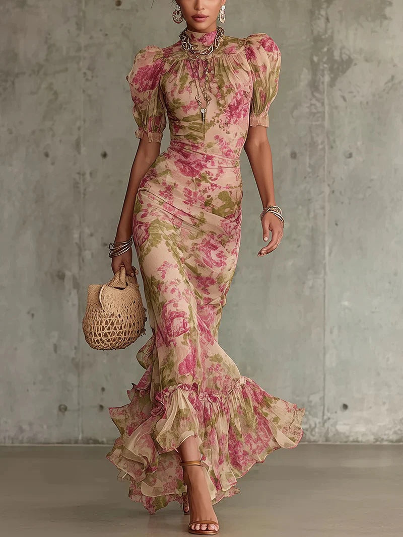Lara - Vestido Largo Ceñido con Estampado Floral