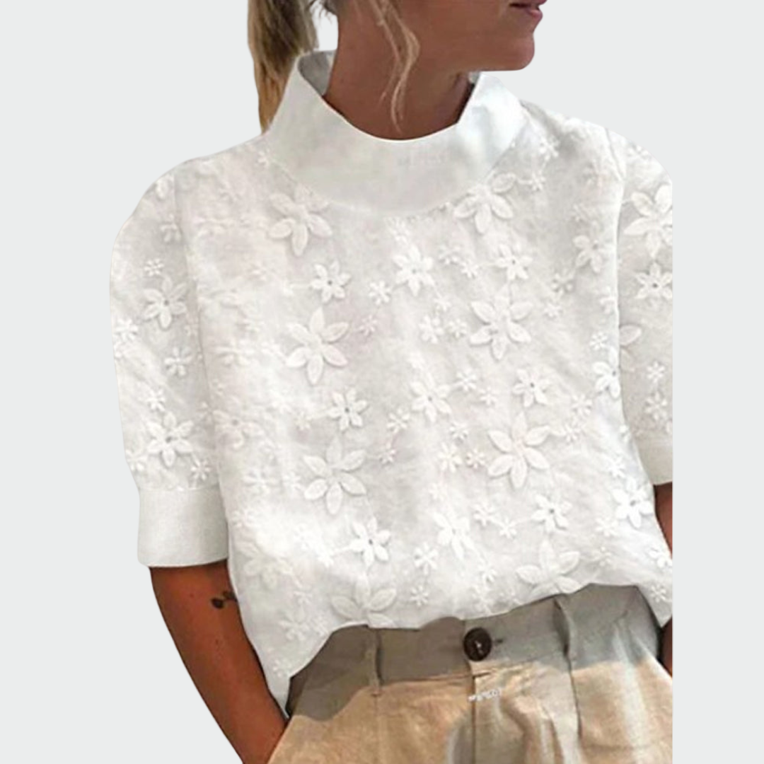 Magdaléna - Blusa bordada con cuello alto