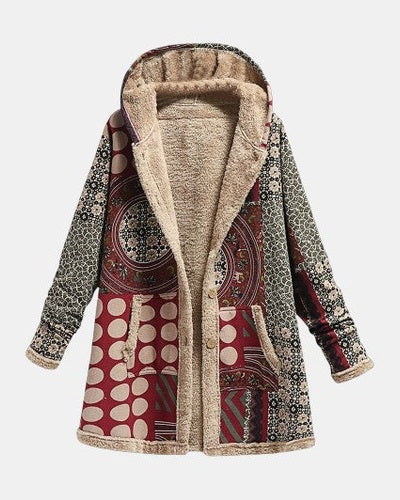 Scarlet - Abrigo Sherpa Geométrico Burdeos