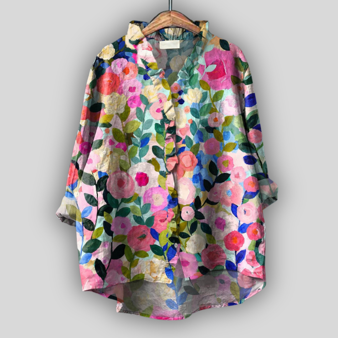 Stella - Blusa De Lino Paraíso Floral