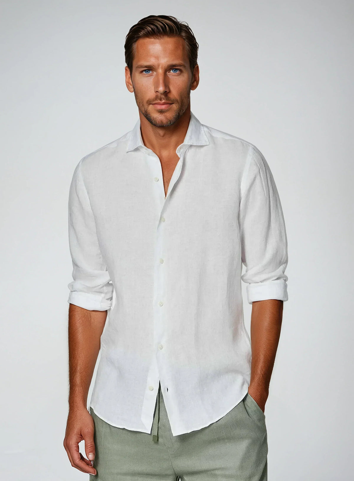 Biała - Camisa esencial de lino