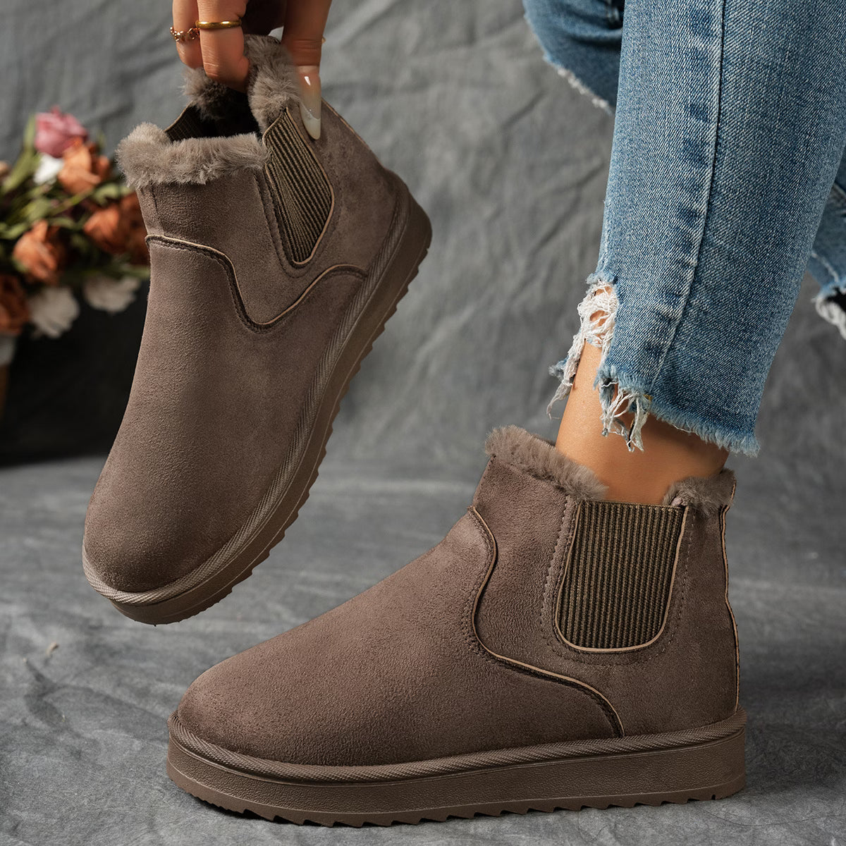 🔥Último Día 50% DESCUENTO - Botas Chelsea de Invierno para Mujeres - Zapatos Ortopédicos Slip-On Forrados de Tela con Alivio Inmediato del Dolor