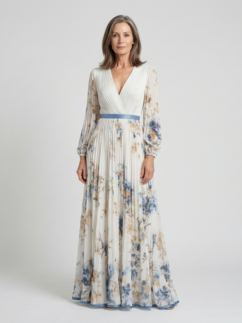Anaïs | Vestido Maxi Floral de Mangas Largas