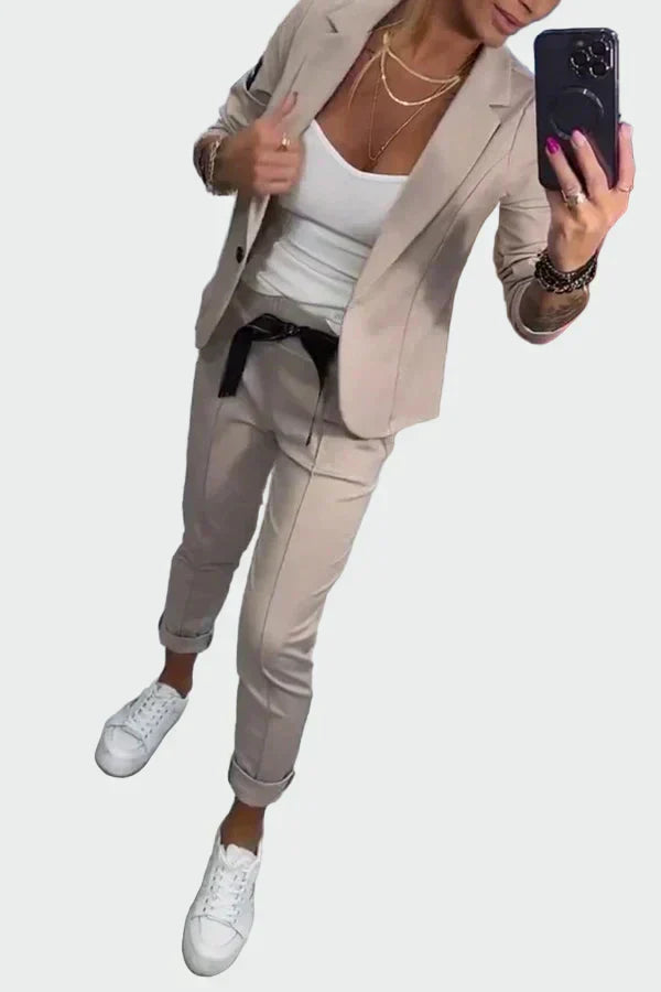 Ella - Conjunto de pantalón y chaqueta holgados mujer