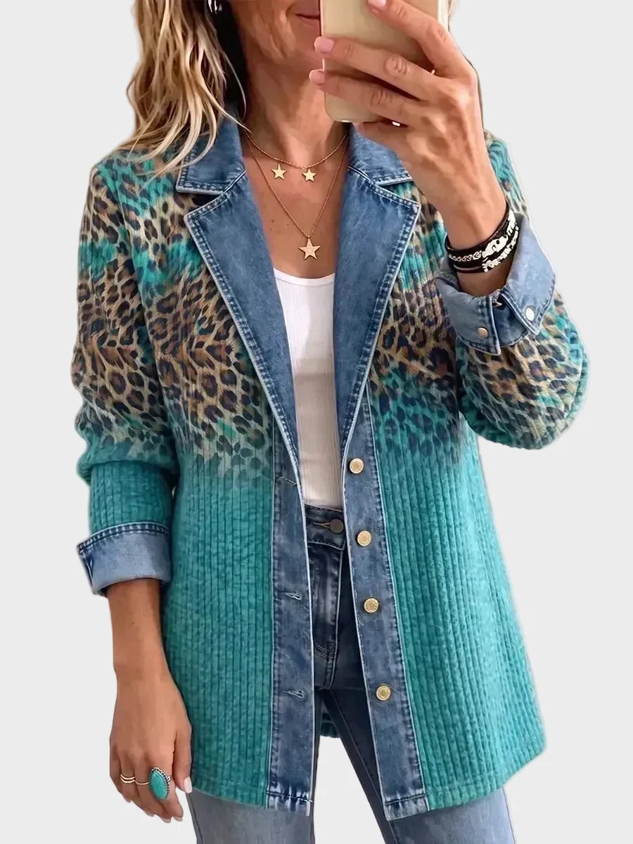 Abigail - Chaqueta vaquera vintage con estampado de leones