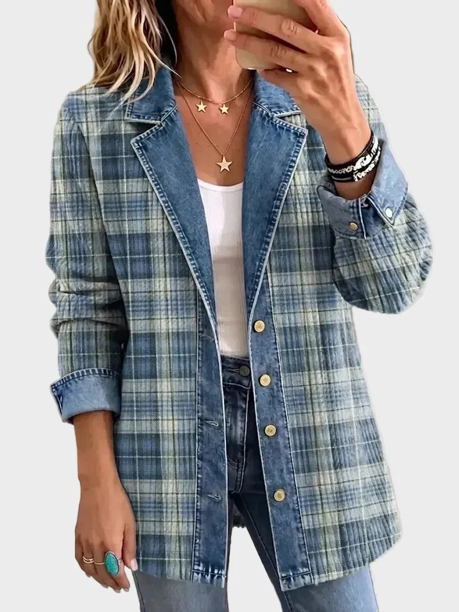 Leah - Chaqueta vaquera con estampado artístico retro