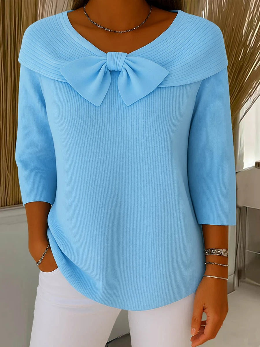 Sandra | Jersey de canalé con detalle de lazo