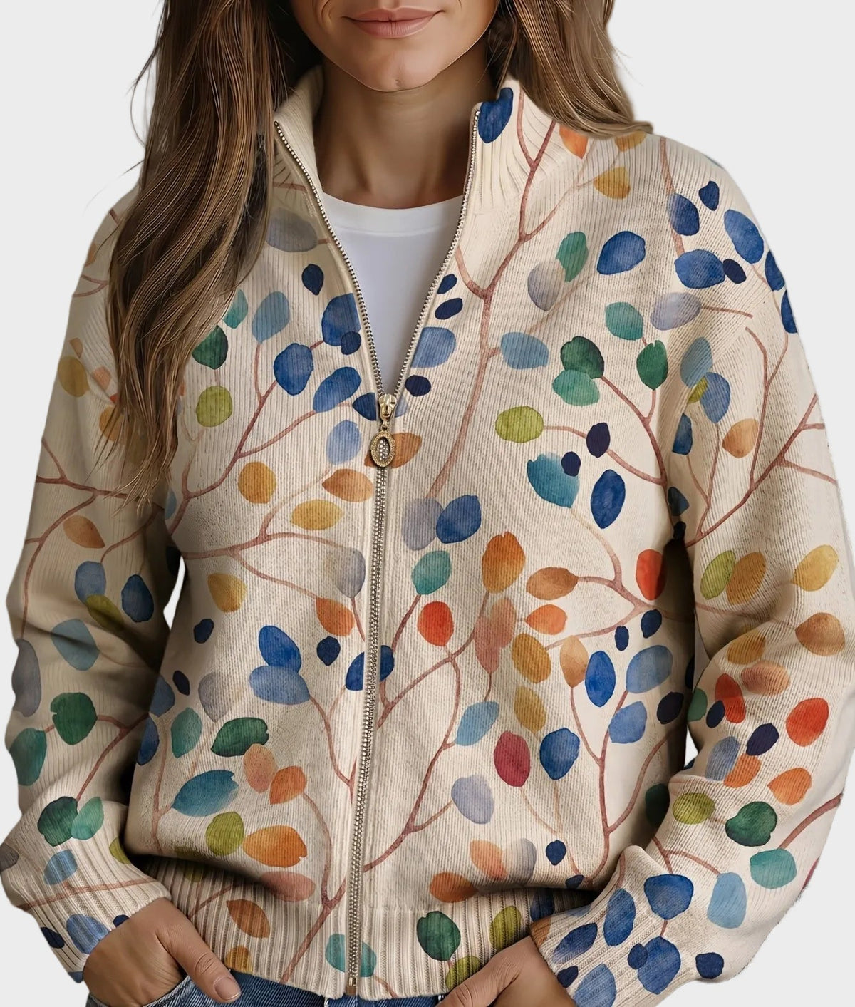 Imogene - Cárdigan con estampado de hojas botánicas