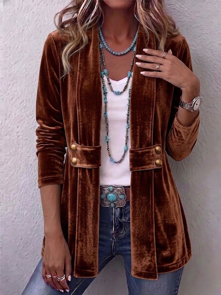 Avery | Blazer vintage con botones de manga larga y frente abierto