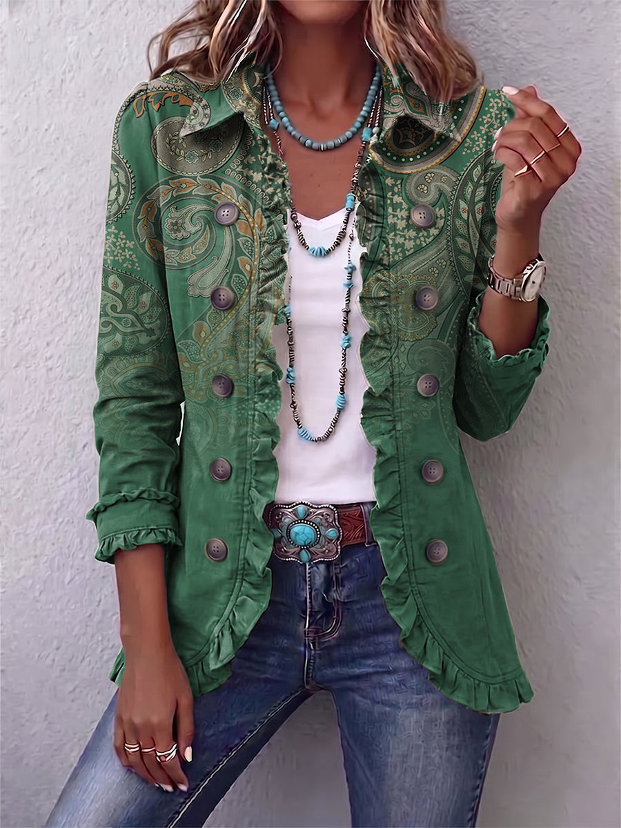 Aria | Chaqueta con volantes y estampado Boho Paisley