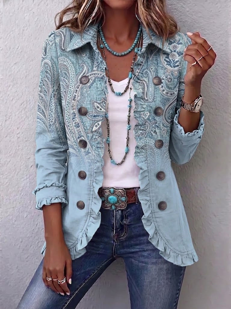 Estrella | Chaqueta con volantes y estampado de cachemira vintage