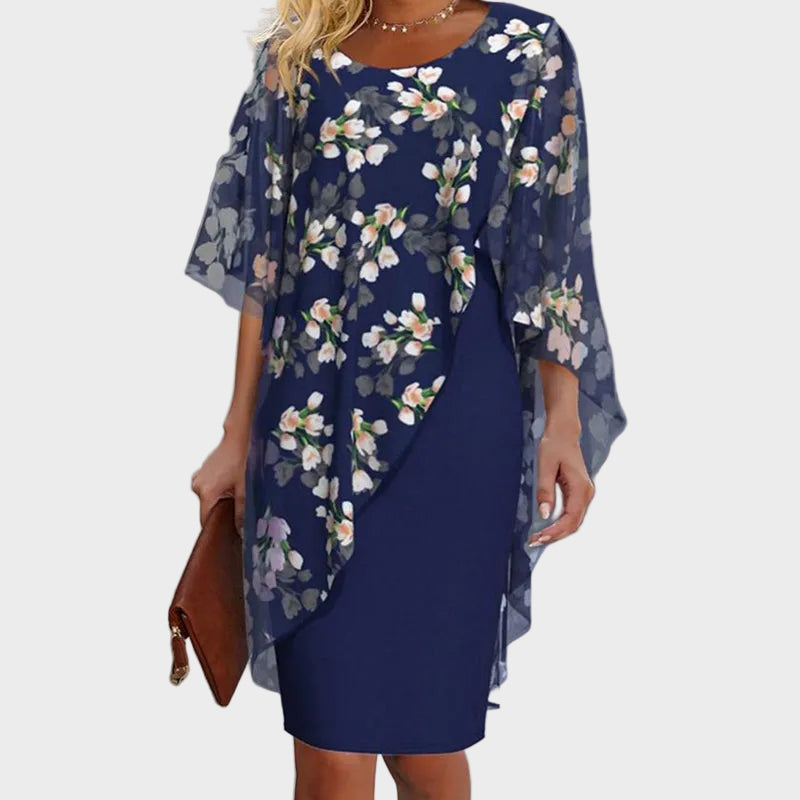 Amalie - Elegante conjunto de vestido con top de gasa floral