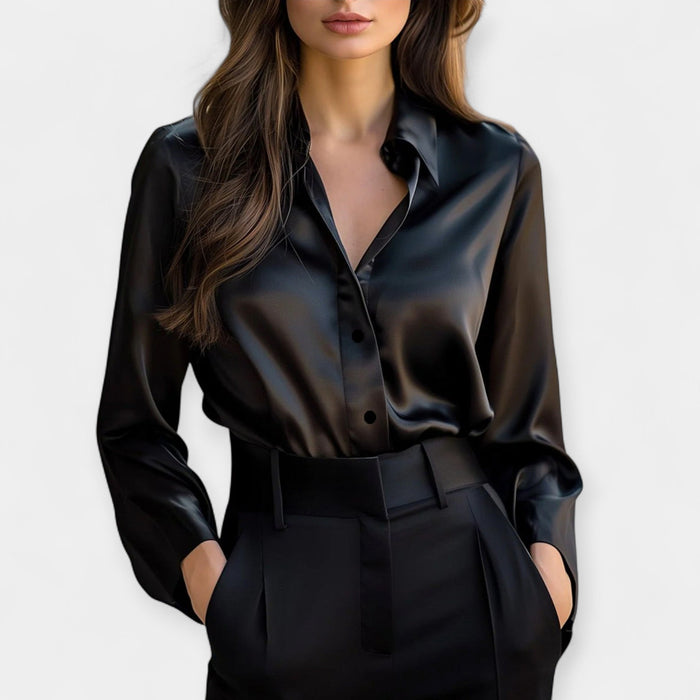 Viktorie - Blusa de raso con cuello