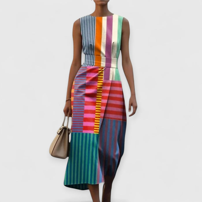 Tiffany – Vestido De Rayas Sin Mangas En Multicolor