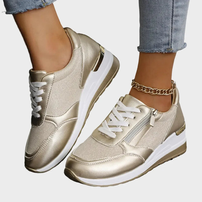 Calzado deportivo ortopédico con cordones con cremallera lateral para mujer