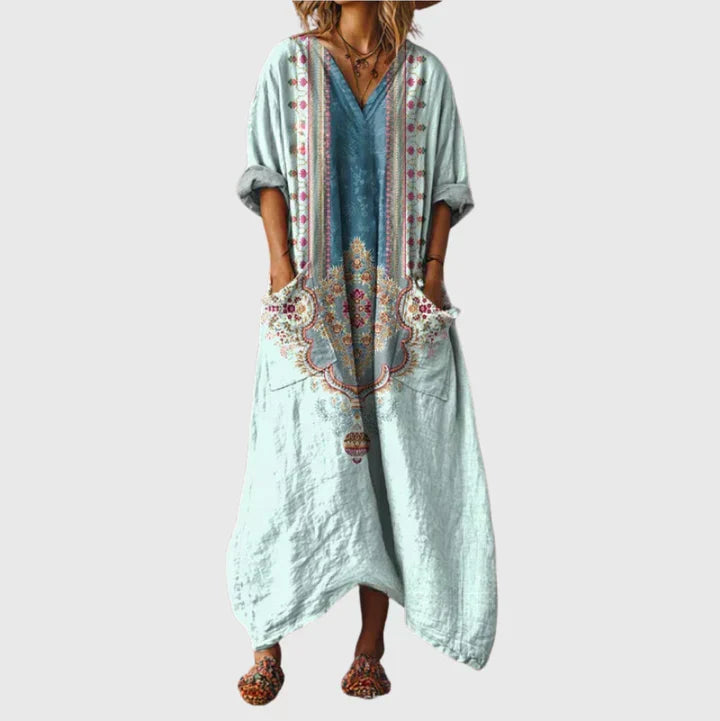 Ludwika - Maxivestido elástico con estampado de colores