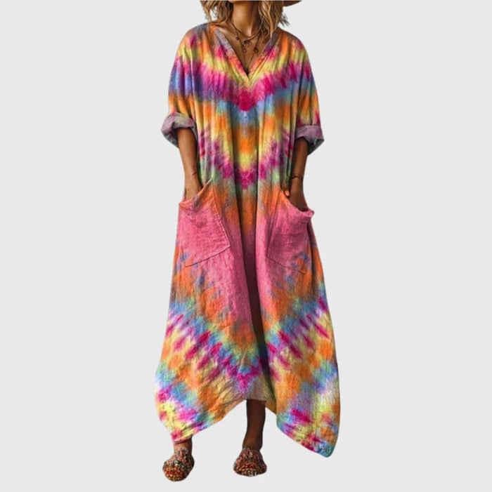 Vestido largo con estampado de colores