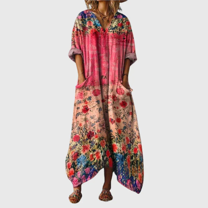 Vestido largo con estampado de colores