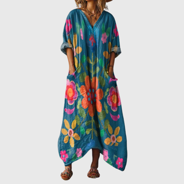 Vestido largo con estampado de colores