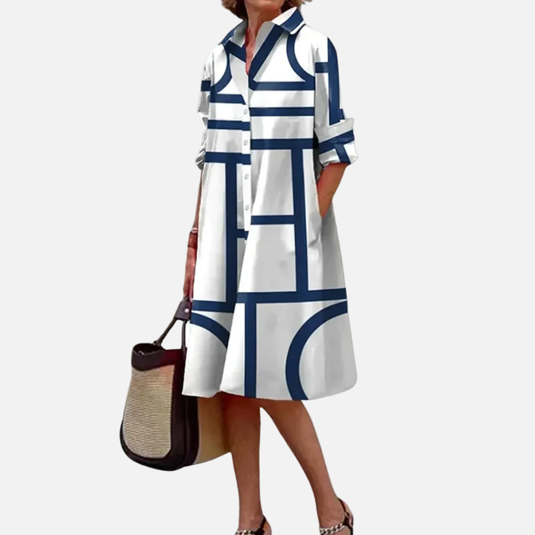 Vestido midi con estampado geométrico