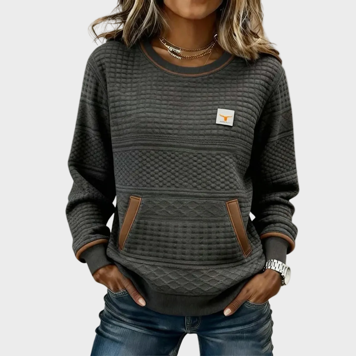 Mies - Sudadera estructurada en color block con escote redondo