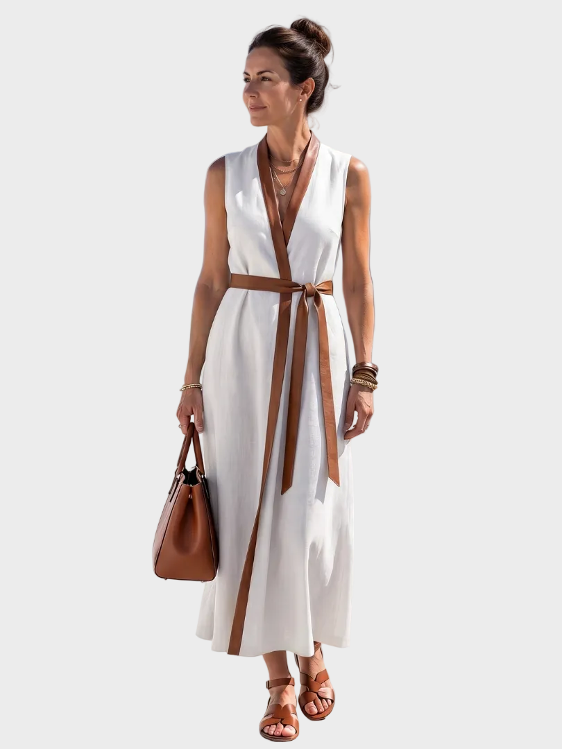 Lidia - Vestido midi con detalle en contraste