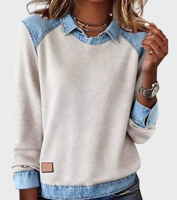 Ravit - Blusa vaquera tejida de manga larga