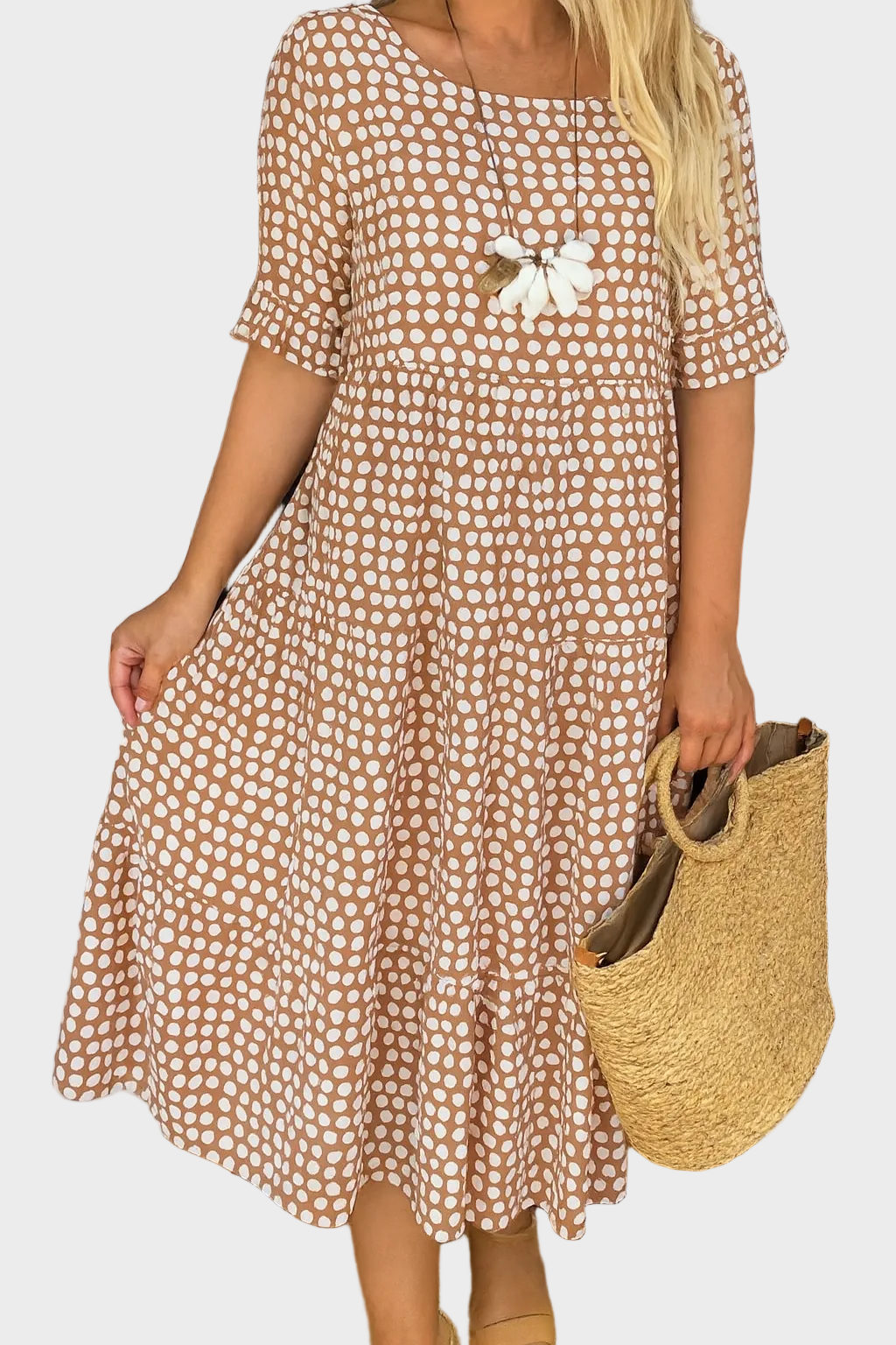 Vestido midi con manga corta