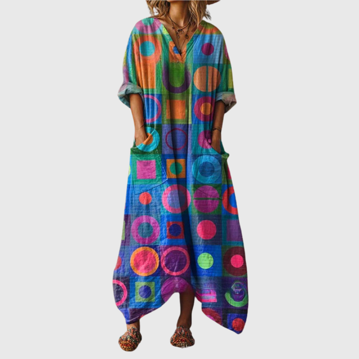 Ludwika - Maxivestido elástico con estampado de colores