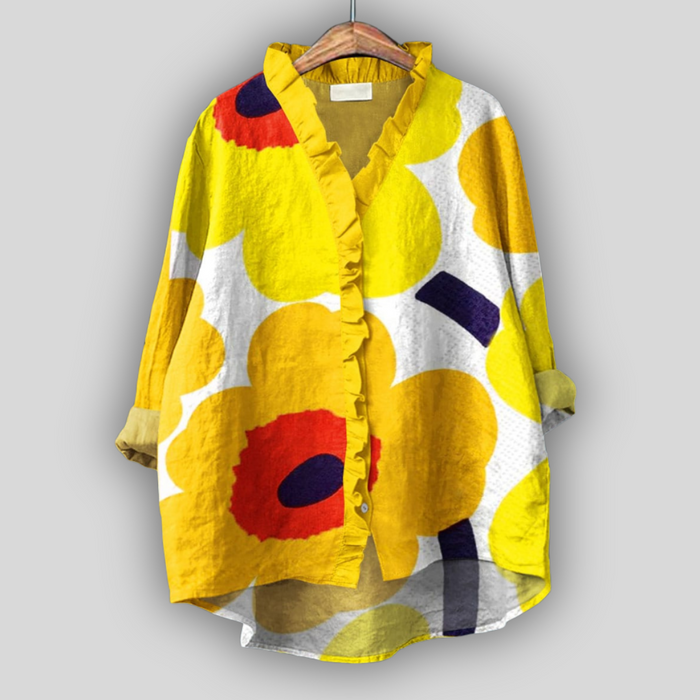 Veronika - Blusa de lino flores