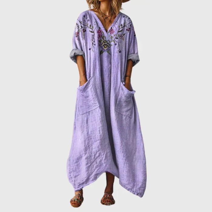 Ludwika - Maxivestido elástico con estampado de colores