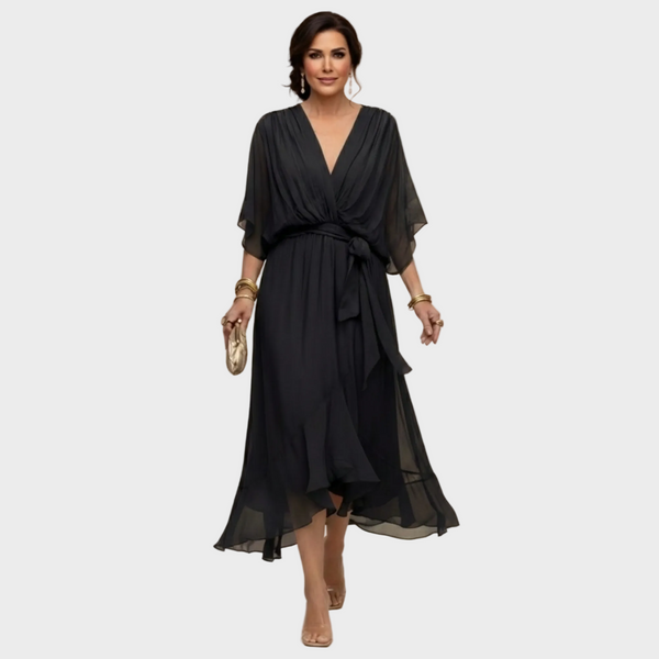 Monica Chiffon - Vestido con cuello en V