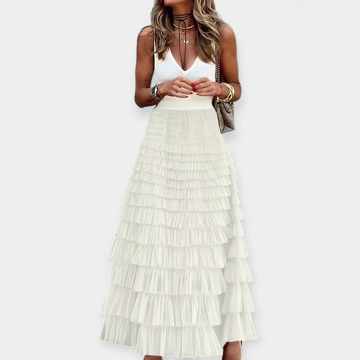 Valerie - Falda Boho con Ribete de Raso de Malla